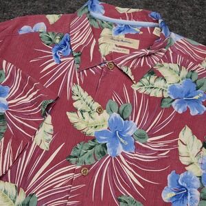 Tommy Bahama Mens Tropical Hawaiian Beach Floral Silk Button Down Shirt XXL